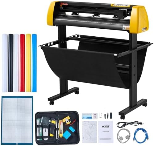 VEVOR Vinyl Cutter Machine, 34 in / 870 mm Max Paper Feed Cutting Plotter, Automatic Camera Contour Cutting LCD Screen Printer with Stand Adjustable Force and Speed for Sign Making Plotter Cutter by VEVOR