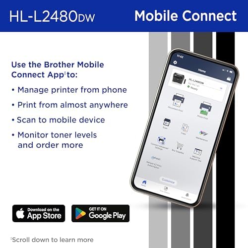 Brother HL-L2480DW Wireless Compact Monochrome Multi-Function Laser Printer with Copy and Scan, Duplex, Mobile, Black & White | Includes Refresh Subscription Trial(1), Works with Alexa - Image 5
