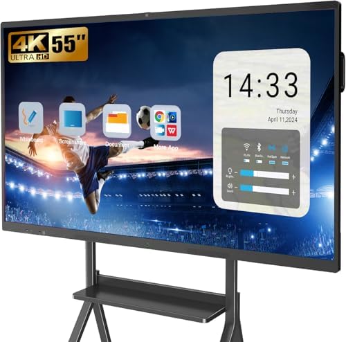 55″ Smart Board, 4K UHD Touchscreen Display Electronic Whiteboard,Android 14 Built in Ultra High Definition Camera Open App Ecosystem, Interactive Whiteboard for for Business Office Classroom Home by Homepage