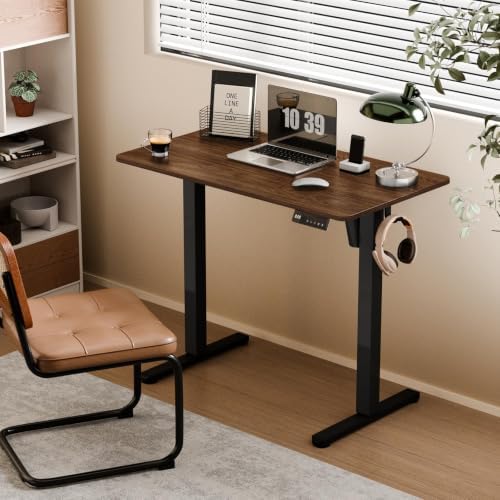 35" Electric Standing Desk, Small Sit Stand up Desk, Dark Walnut - Image 2