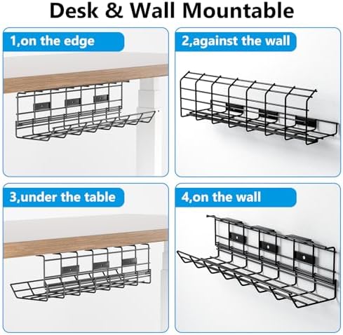 DELAMU 1 Pack Under Desk Cable Management Tray, Black - Image 5