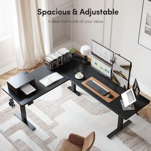 Cubiker 75 * 63" L Shaped Standing Desk, Reversible Corner Standing Desk, Suitable for Home Office, Black - Image 4
