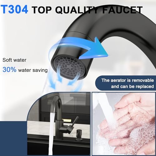 Lordear 18x18 Matte Black Bar Sink with Faucet Drop In T304 Stainless Steel - Image 7