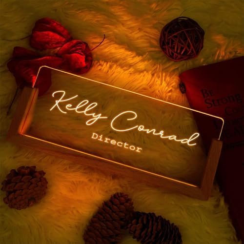Custom Name Plate for Desk with Light Up Acrylic & Wooden Base - Personalized Office Sign for Teacher, Boss, Coworker - Employee Appreciation Gift for Educators Professionals - Image 2