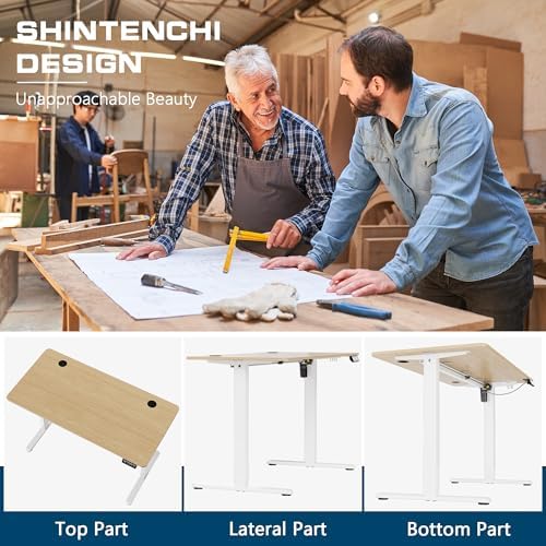 Shintenchi Standing Desk, 63x24 Inch Height Adjustable Electric Sit Stand up Desk, Ergonomic Rising Computer Table, Modern Lift Gaming Desk Workstation for Home Office, White - Image 6