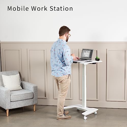 VIVO White Electric 36 in Dual Platform Standing Desk Cart, DESK-V111VTW - Image 4