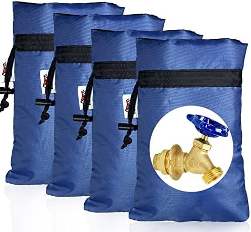 Enlarge Outdoor Faucet Cover for Winter Freeze Protection, 3M Thinsulate, 10”H x 6.3”W Hose Bib Covers for Wall Taps Outside, Waterproof & Frost Free Insulated Spigot Cover, 4 Pcs Faucet Socks - Blue by DEMEDO