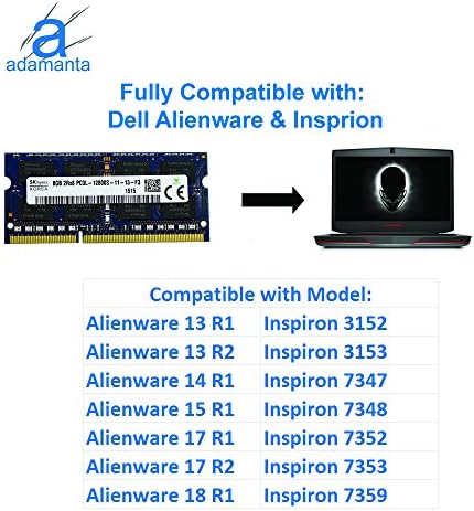 Factory Original 16GB (2x8GB) Compatible for Dell Alienware Inspiron Latitude Optiplex Precision Vostro DDR3L 1600Mhz PC3L-12800 SODIMM 2Rx8 CL11 1.35v Laptop Memory Upgrade RAM SNPN2M64C/8G Adamanta - Image 2