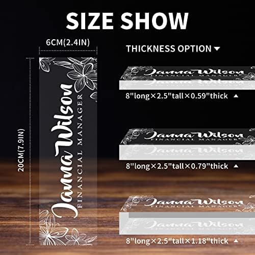 Personalized Desk Name Plate, Custom Acrylic Glass Name Plates for Desks, Office Desk Decor Nameplate, Desk Accessories, Teacher Boss Coworkers Employee Appreciation Gift (Engraved Flower 2) - Image 4