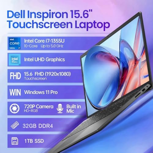 Dell 15 Business Touchscreen Laptop–Intel Core i7-1355U (10-Core), 32GB RAM, 1TB SSD Windows 11 Pro, Office 365 for the Web –15.6" FHD Touch, AI Copilot –2026 New Computer - Image 2