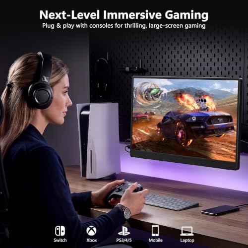 ForHelp 18.5 Inch 100Hz Portable Display, 1920x1080 16:9 FHD Monitor with Built-in Stand and Speakers, Compatible with Laptop, Mobile Phone and Game Consoles - Image 6