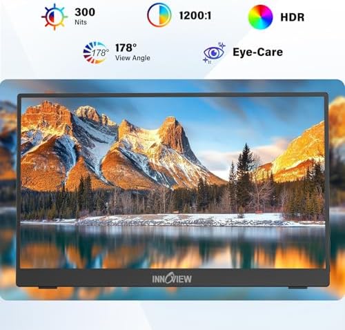 InnoView 15.6'' Portable Monitor for Laptop FHD 1080P USB-C Travel Monitors Built-in 90° Adjustable Stand with Bag, HDR IPS Portable Laptop Monitor for MacBook PC Phone Xbox PS4/5 Switch - Image 2