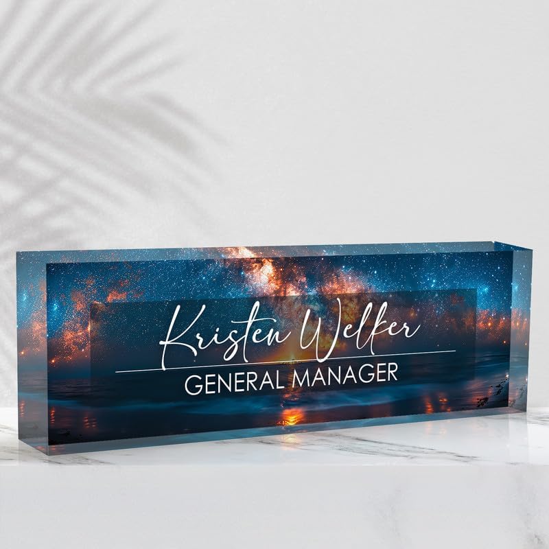 Desk Name Plate Personalized Name Plate for Desk, Office Desk Decor, 3D Style Personalized Plaque Name Plates for Desks Custom Appreciation Gifts for Boss Lady Employee Coworkers (Vast Celestial) by Ueedklaayy