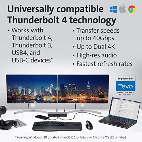 Kensington SD5780T Thunderbolt 4 Dual 4K Docking Station with up to 100W power Delivery & SD card reader, HDMI & Thunderbolt 4 ports for Windows and MacBooks (K33040NA) - Image 2
