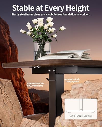 BIZUM Electric Standing Desk 60 x 24 Inch Computer Desk-Gaming Desk Dark Walnut Home Office Desks Height Adjustable Memory Stand Up Computer Workstation - Image 6