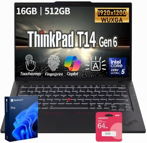 Lenovo ThinkPad T14 FHD+ Touch Business AI Laptop, Intel Core Ultra 5 225U by LENOVO