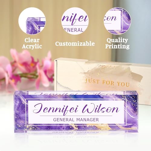Name Plate for Desk-Personalized Name Plates for Desk-Name Plate Personalized for Office-Gifts for Teacher Boss Employee Appreciation Office Desk Decor (purple C), MYDZBJMT1009 - Image 4