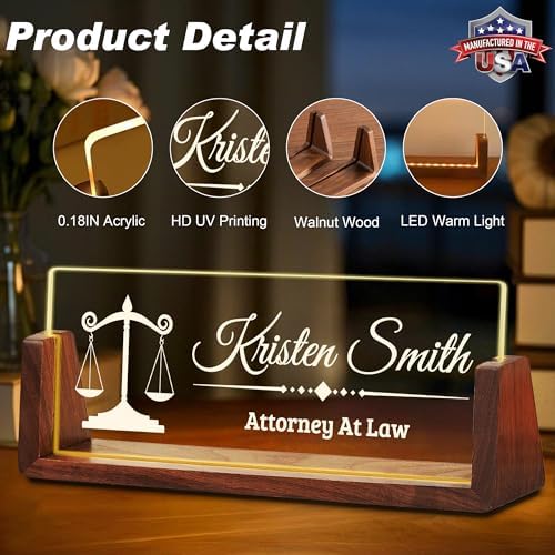 Ship Next Day Custom Name Plate for Desk, Acrylic Office Desk Accessories - Image 3