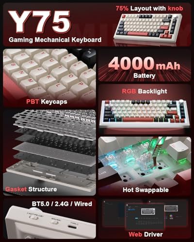 Y75 Wireless Mechanical Keyboard,2.4GHz/BT/Wired Gaming Keyboard - Image 2