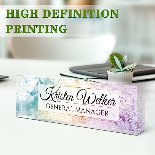 Personalized Office Name Plate for Desk - Custom Employee Appreciation Gifts - Acrylic Desk Name Plate Personalized - Staff Appreciation Gift for Teacher, Coworker, Nurse, Manager (Colored Marble) - Image 4