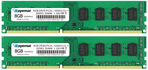 16GBKit (2X8GB) DDR3 RAM, DDR3 1600 8GB PC3L-12800U DDR3L Dimm 2Rx8 1.35V/1.5V CL11 Notebook RAM Memory for Desktop Computer by DUOMEIQI