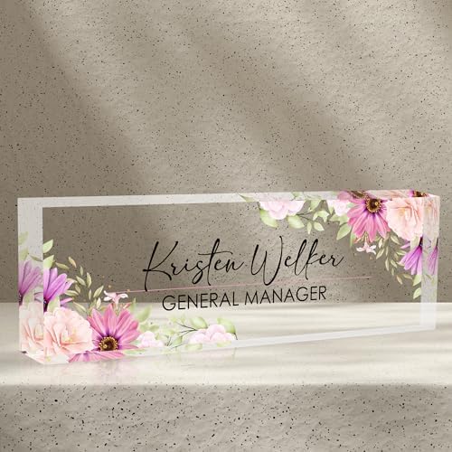 Personalized Desk Name Plates - Office Gifts for Teacher, Boss, Employee Appreciation - Chrysanthemum by AZUFEMOS