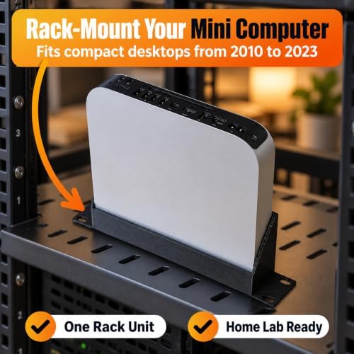 SplashNColor 10" 1U Rack Mount for Mac mini 2010-2023 – Server Rack Shelf Bracket | Secure Screw-in Installation | Fits Standard 19" Racks | Home Lab and Network Closet Organization - Image 2