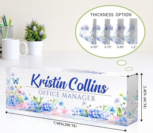 Custom Name Plate for Desk, Personalized Desk Name Plate on Clear Acrylic Glass, Appreciation Gifts for Teacher Employee Boss Coworkers Nurse, Office Desk Accessories for Women Men (Turquoise) - Image 6