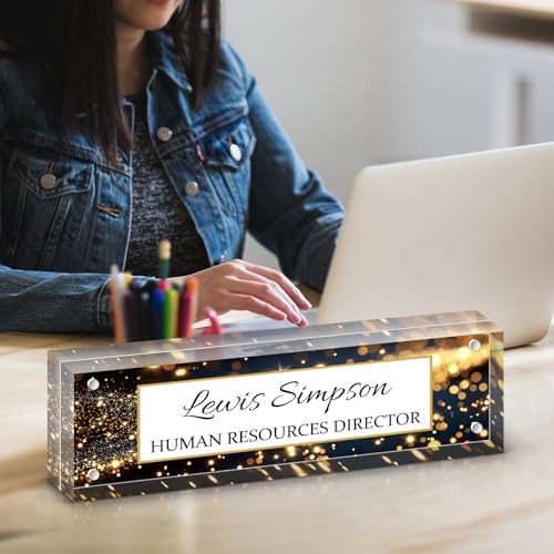 Desk Name Plate Personalized, Desk Double sided pattern Name Plate Personalized Office Desk Decor for Women and Men, Teacher Nurse Boss Employee Appreciation Gifts (starry sky, gift box) - Image 3