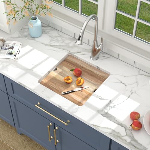 Lordear 18 Inch Granite Composite Bar Sink - 18"x18" Undermount Kitchen Sinks White Single Bowl Under Counter Ledge Workstation Bar Prep RV Sink Basin - Image 3