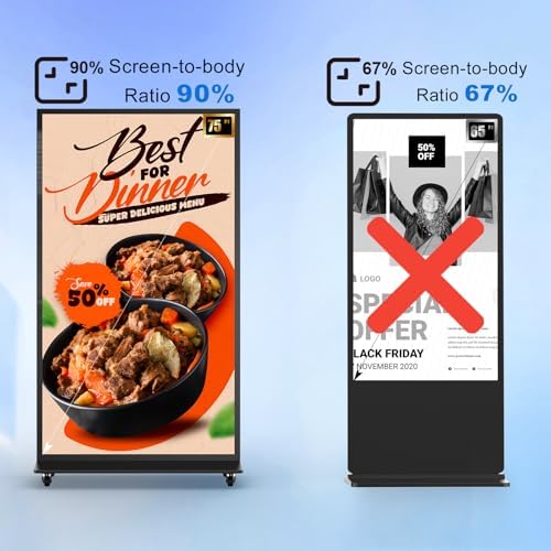75 Inch Full Screen Indoor Floor Stand Digital Signage Kiosks Android 11 System 2GB+32GB LCD Poster Display With WiFi/HDMI/USB Input Auto Media Player, 4K UHD&CMS Remote Management for Retail Business - Image 2
