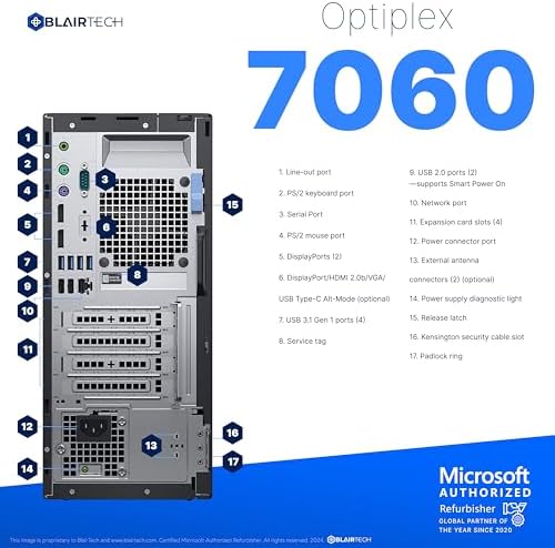 Dell Optiplex 7060 Tower Desktop Computer | Intel i7-8700 (3.4) | 32GB DDR4 RAM | 1TB SSD Solid State | Windows 11 Pro | Internal Wi-Fi 6 PCIe Adapter (Renewed) - Image 4