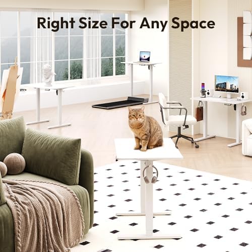 Electric Standing Desk with Lockable Wheels,Adjustable Height Sit Stand Desk for Home Office,Ergonomic Computer Desk Workstation (White, 32 * 24) - Image 3
