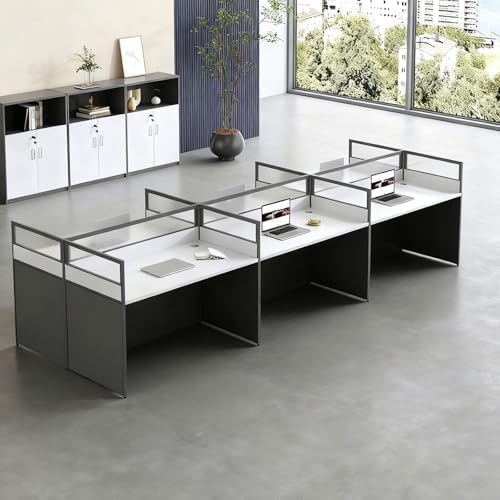 Nykto 6-Person Office Cubicle Desk Workstation w/Mute Privacy Panels, Black by Nykto