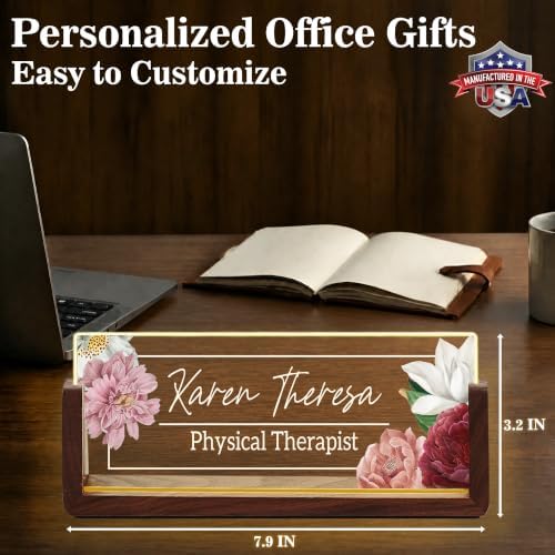 Custom Name Plate for Desk with LED Walnut Frame, Office Desk Decor - Image 4