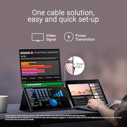 ASUS ZenScreen Duo OLED 360° Foldable Portable Monitor (MQ149CD) - Dual 14-inch, 16:10, 1920x1200, DisplayHDR400 True Black, 100% DCI-P3, Delta<2, Dual USB-C, Mini-HDMI, Kickstand, 3 yr Warranty - Image 3