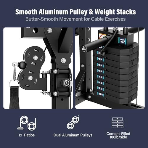 Major Fitness Drone2 Advanced Training Smith Machine – All-in-One Home Gym Squat Rack with Aluminum Pulley Set, Weight Bar, Dual LAT Pull-Down Systems & Cable Crossover Machine for Full-Body Workouts - Image 4