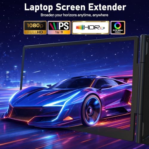 14" Triple Laptop Screen Extender, 1080P Ultra-Slim Portable Monitor - Image 3