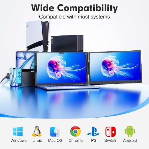 14.2" Laptop Screen Extender, Ultra-Thin & Ultra-Portable Dual Portable Monitor with 1080P FHD IPS, USB-C/HDMI Plug-Play Second Monitor fit 13-17'' Laptops (Win/Mac/Chrome/Android) - Image 6