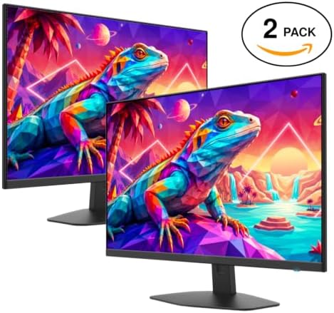 2X Pack - 24 Inch Monitor FHD 100Hz Computer Monitor, HDMI X2 100% sRGB Build-in Speakers, Wall Mount, Tilt, Professional and Gaming Monitor – Machine Black 2026, 2X Pack - Image 2
