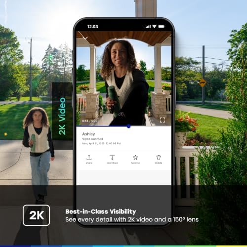 Chamberlain myQ Video Doorbell | 2K Camera, Battery/Wired, Color Night Vision, Live with 2-Way Talk, Motion Detection & Real-Time Alerts, 150 Deg Wide View, Black - Image 5