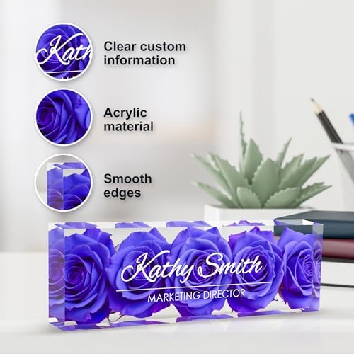 Personalized Name Plate for Desk, Custom Desk Name Plate, Acrylic Name Plate Office Desk Accessories, Personalized Office Gifts for Coworkers Teachers, Employee Appreciation Gifts (BigPurple) - Image 3