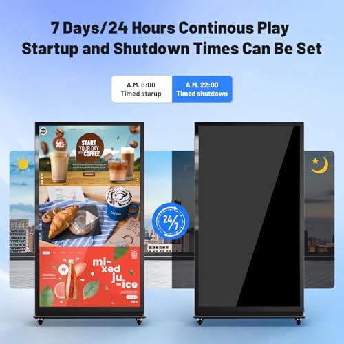 75 Inch Full Screen Indoor Floor Stand Digital Signage Kiosks Android 11 System 2GB+32GB LCD Poster Display With WiFi/HDMI/USB Input Auto Media Player, 4K UHD&CMS Remote Management for Retail Business - Image 6