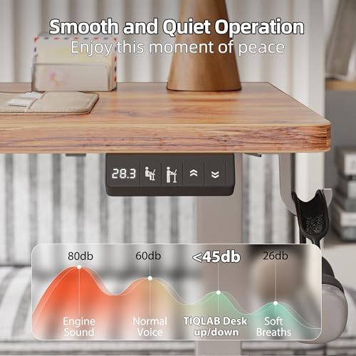 TIQLAB Standing Desk L Shaped, 63x55 Inch Adjustable Height, Electric Stand Up Desk, Corner Sit Stand Desk with Splice Board, Light Rustic Brown - Image 6