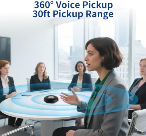 Bluetooth Conference Speakerphone, 4 Mics 360°Voice Pickup, Hi-Fi Speaker, USB Conference Speakerphone for Home and Office, Plug and Play, Wireless & Wired Conference Speakerphone - Image 3