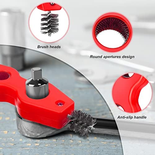 Honoson 4 Pcs 4-in-1 Copper Pipe Cleaner Brush, 1/2 in & 3/4 in, Black, Red - Image 6