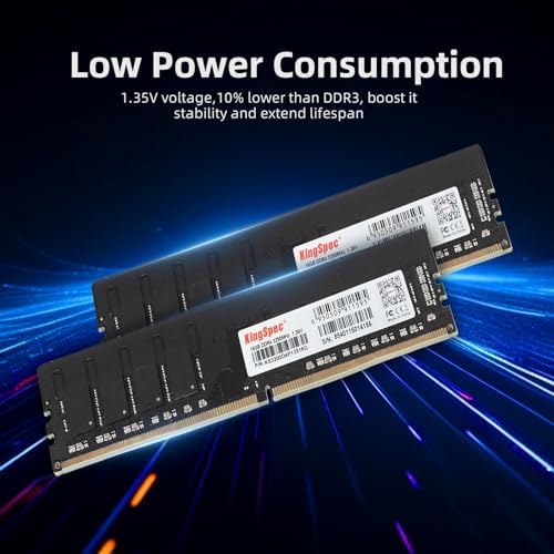 KingSpec 32GB (2x16GB) DDR4 RAM 3200MHz for Desktop - Plug-and-Play, Home & Office Use, Standard Version, 288-Pin DIMM CL18 1.35V Computer Memory Compatible with Most Intel/AMD PCs - Image 3