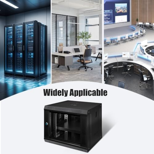 9U Wall Mount Server Cabinet IT Network Rack Enclosure Lockable Glass Door Black - Image 6