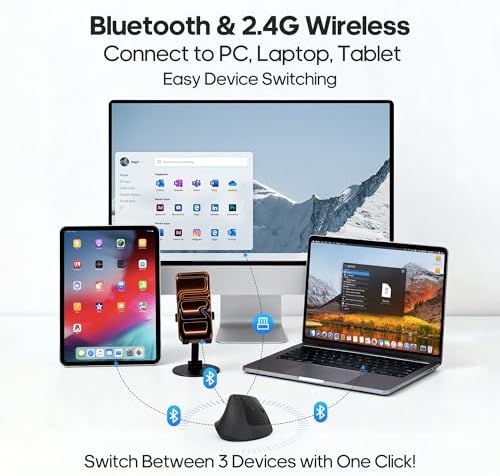 Ergonomic Vertical Mouse, Silent Wireless Bluetooth Mouse - Image 4