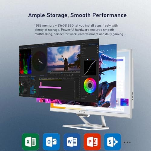 suevery 22Inch All-in-One Desktop Computer, White PC Includes Kb Mouse - Image 3